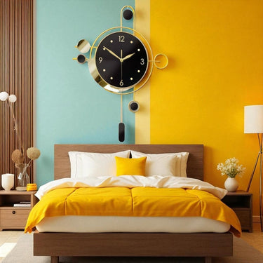 Elegant Black & Gold Hanging Clock (21.6 x 15.7 Inches)